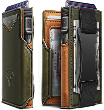 BULLIANT Men Wallet Gift Boxed,Slim Front Pocket Wallet Money Clip Card Holder 3.8"x2.7",Pop-up Access