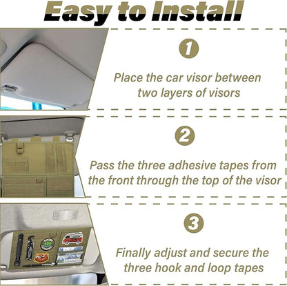Tactical Visor Organizer, Car Visor Organizer, Sunvisor Organizers, Tactical Visors Cover Molle Webbing, Truck Accessories for Men, Car Sunshade Storage Pouch (Khaki)