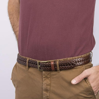 DOCKERS Men's Braided Leather Belt, Fully Adjustable Casual Strap for Everyday Wear