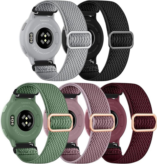 GEAK Stretchy Nylon Strap Compatible with Garmin Venu Sq/Venu Sq 2/Venu 2 Plus Watch Band, 20mm Loop Elastic Fabric Straps Compatible for Garmin Vivoactive 5 / Vivoactive 3 /Vivoactive 6 Women Men