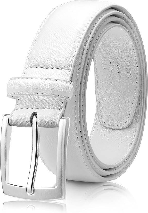 MILORDE Men's Genuine Leather Dress Belt, Handmade, 100% Cow Leather, Fashion & Classic Designs for Work Business and Casual