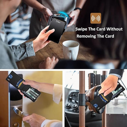 umoven Wallet for Men - with Money Clip Slim Leather Slots Credit Card Holder RFID Blocking Bifold Minimalist Wallet