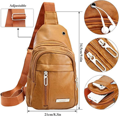QuneusHot 2Pcs Sling Bags for Crossbody Small Leather Backpack Anti Theft Casual Chest Bag Travel Hiking for Men Women