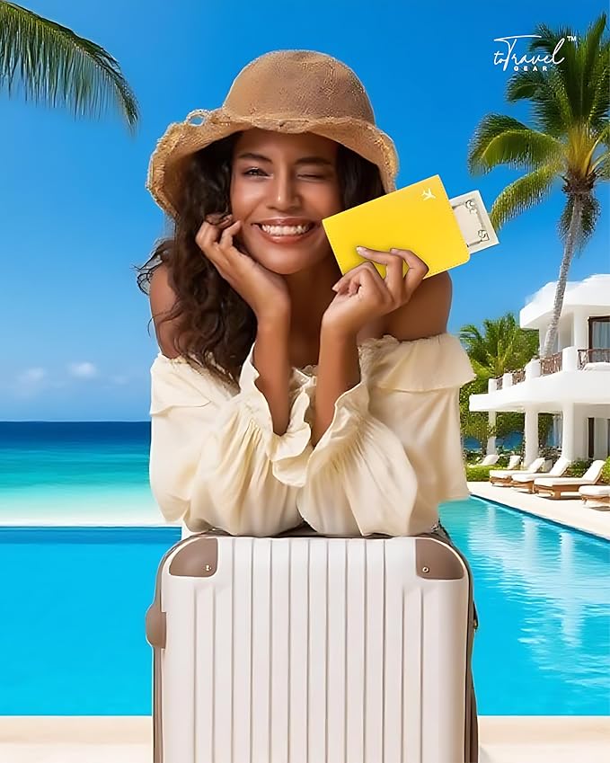PU Leather Passport Holder Covers Case, Waterproof Rfid Blocking Travel Wallet Passport Holder(Lemon Yellow)