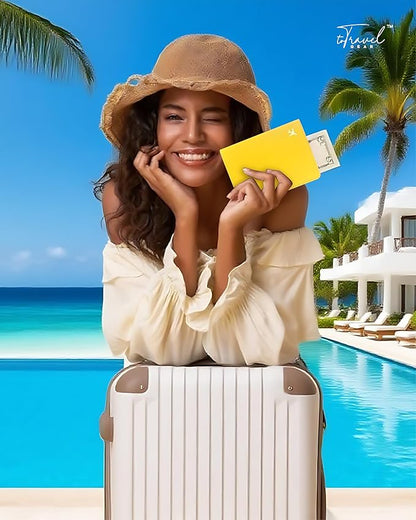 PU Leather Passport Holder Covers Case, Waterproof Rfid Blocking Travel Wallet Passport Holder(Lemon Yellow)