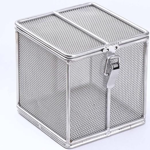 Carligo Multi-Purpose Stainless Steel Mini Organizer Storage Box with Lock - Versatile Basket for Jewelry, Tools, and Small Items (3.6 x 3.6 x 3.6 inches)