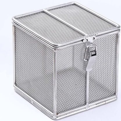 Carligo Multi-Purpose Stainless Steel Mini Organizer Storage Box with Lock - Versatile Basket for Jewelry, Tools, and Small Items (3.6 x 3.6 x 3.6 inches)