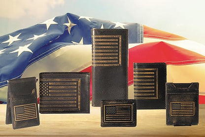 ZEP-PRO American Flag Burnished Leather Magnetic Front Pocket Wallet, Slim Stylish for Men
