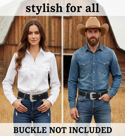 F&L CLASSIC Belt for buckle men Snap on Strap Full Grain One Piece Leather no buckle,1 1/2" Wide, USA