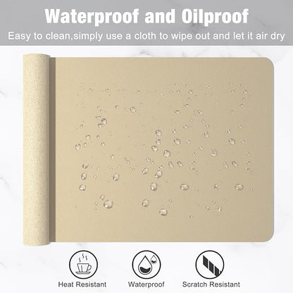 Hsurbtra Desk Pad, 30" x 14" PU Leather Desk Mat, XL Extended Mouse Pad, Waterproof Desktop Blotter Protector, Non-Slip Ultra Thin Large Laptop Keyboard Writing Mat for Office Home, Beige