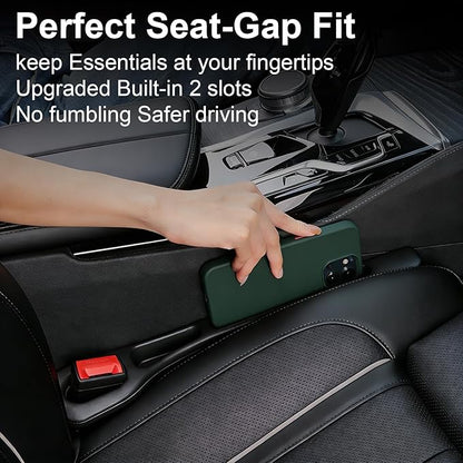 KUWSEIY 2 Pack Car Seat Gap Filler, No-Drop Seat Side Gap Seam Filler Organizer with Phone Holder, Universal Fit Fill The Gap Between Seat and Console, Auto Accessories for SUV Truck Sedan