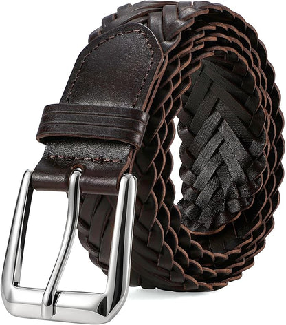 Braided Leather Belt for Men Adjustable Woven Golf Belt for Causal Shorts Pants Jeans 1.4'' Width