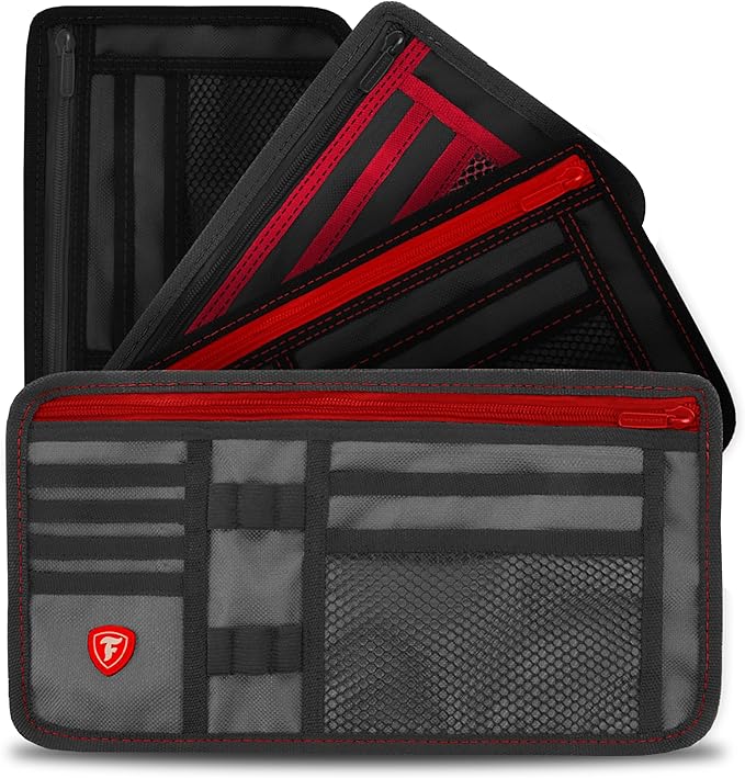 Firestone 2 Pack Sun Visor Organizer Car Accessories for Men & Women, Multi Pocket Visor Storage with Pockets & Card Slots, Eyeglass Holder, Document Holder & Pen Slots - Fits Most Vehicles, Charcoal