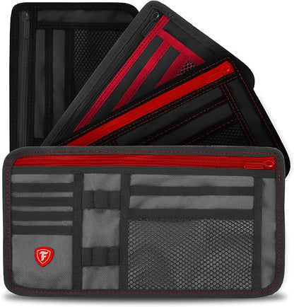 Firestone 2 Pack Sun Visor Organizer Car Accessories for Men & Women, Multi Pocket Visor Storage with Pockets & Card Slots, Eyeglass Holder, Document Holder & Pen Slots - Fits Most Vehicles, Charcoal