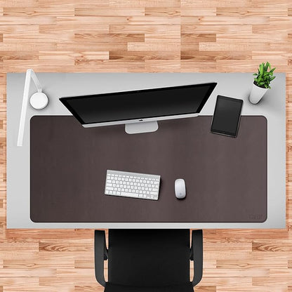 Cacoy Large Desk Mat 48" x 24" Leather Desk Pad Protector with Cork & PU Leather, Dual-Sided Office Desk Mat, Large Mouse Pad, Waterproof Desk Blotter Pad for Office and Home (Brown)