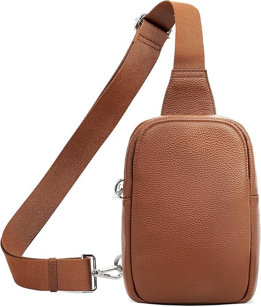 befen Genuine Leather Anti Theft Small Crossbody Bags for Women, RFID Cross Body Sling Chest Bags Fanny Packs Travel Purse
