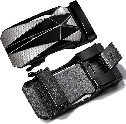 Dubulle Designer Ratchet Belt for Men Leather Fashion Adjustable Automatic Buckle Sliding Removable Dress Casual