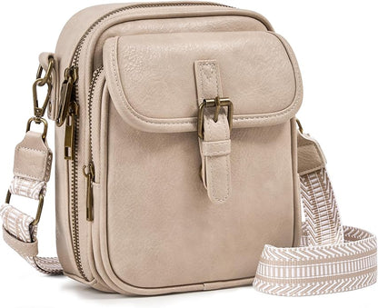 Crossbody Bag for Women Men, Vegan Leather Anti-Theft Messenger Shoulder Bag, Vintage Cross Body Purse with Card Slots