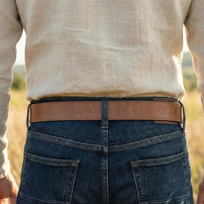 BC Belts Leather Belt Strap with Vintage Distressed Texture 1.5" Wide with Snaps and without Buckle