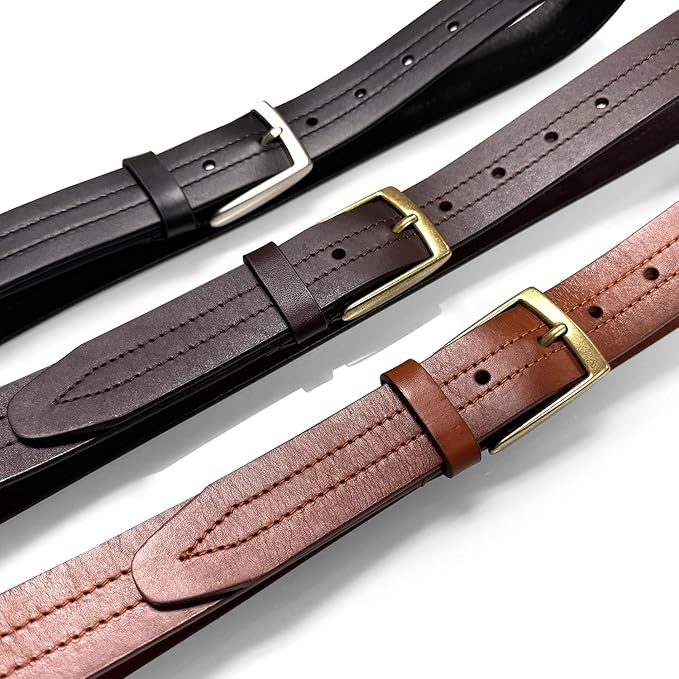 Men's Oil-Tanned Genuine Leather Dress Classic Belt 1-1/8"(30mm) or 1-3/8"(35mm) Wide One Piece Dress Belt