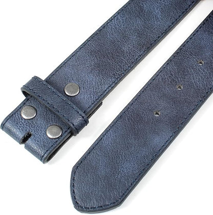 BC Belts Leather Belt Strap with Vintage Distressed Texture 1.5" Wide with Snaps and without Buckle