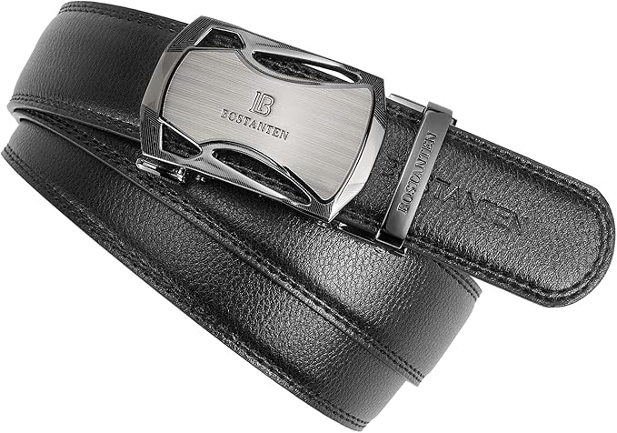 BOSTANTEN Mens Belt Leather Ratchet Belt For Men Dress and Casual with Adjustable Buckle, Trim to Fit