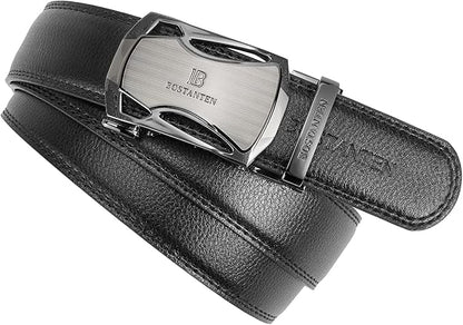 BOSTANTEN Mens Belt Leather Ratchet Belt For Men Dress and Casual with Adjustable Buckle, Trim to Fit