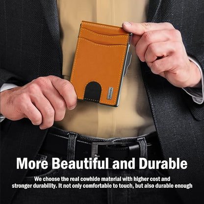 umoven Wallet for Men - with Money Clip Slim Leather Slots Credit Card Holder RFID Blocking Bifold Minimalist Wallet