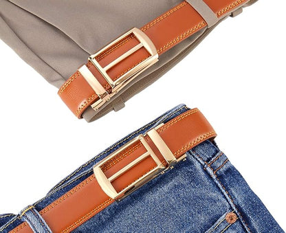 Tonywell Mens Leather Ratchet Belts with Click Buckle Perfect Fit Dress Belt 30mm Wide
