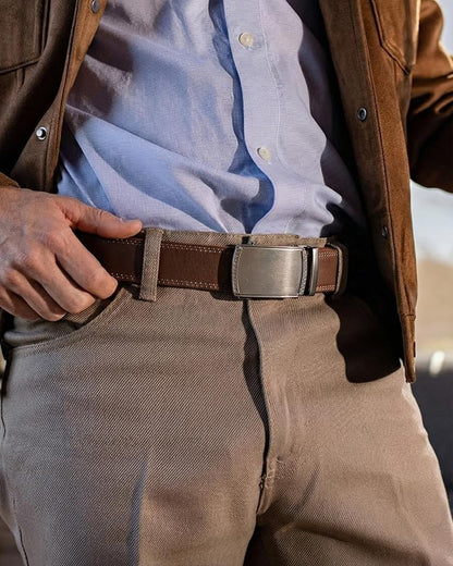 CHAOREN Mens Belt Leather Ratchet Belt - Customizable Fit, Effortless Style (35mm)