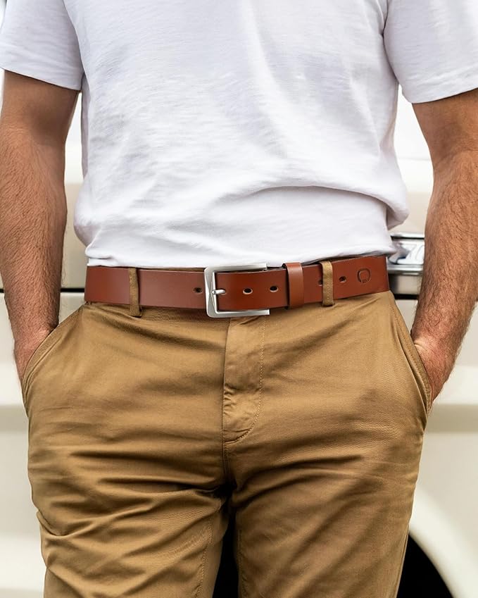 CHAOREN 1.5" Mens Belts Leather - Italian Full Grain Leather Belts - Ideal for Casul Jeans & Work Wear