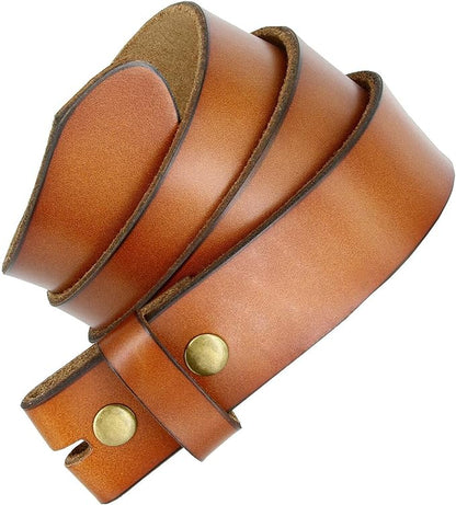 Men's Replacement Belt Strap 100% Genuine Leather Plain Casual Belt Strap with Snaps 1-1/2"(38mm) Wide
