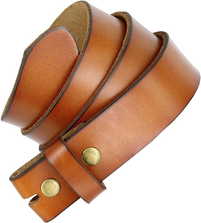 Men's Replacement Belt Strap 100% Genuine Leather Plain Casual Belt Strap with Snaps 1-1/2"(38mm) Wide