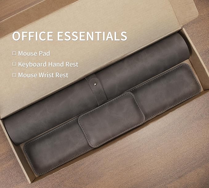 RENMTURE Large Mouse Pad and Keyboard Wrist Rest, Desk Pad for Keyboard and Mouse, Large Gaming Mouse Pad with Wrist Support, Desk Mat for Work and Gaming (Dark Grey)