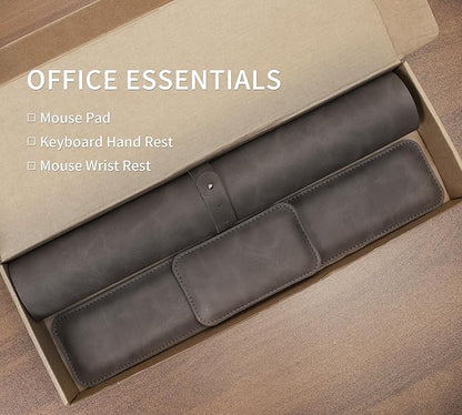 RENMTURE Large Mouse Pad and Keyboard Wrist Rest, Desk Pad for Keyboard and Mouse, Large Gaming Mouse Pad with Wrist Support, Desk Mat for Work and Gaming (Dark Grey)