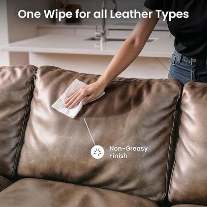 EVEO Leather Cleaner Wipes 4-in-1 Leather Cleaner and Conditioner for Furniture - Leather Couch Cleaner, Car, Shoes & Purses – UV Protection, XL Moistened Wipes Restore & Protect – 3 Pack (90 Total)