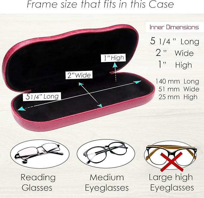MyEyeglassCase Men's Medium Glasses Case - Classic Eyeglasses Hard Shell Holder, Elegant Easy Open Lip with Pouch and Cloth