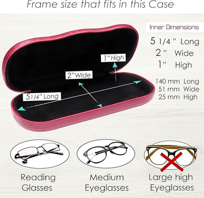 MyEyeglassCase Men's Medium Glasses Case - Classic Eyeglasses Hard Shell Holder, Elegant Easy Open Lip with Pouch and Cloth