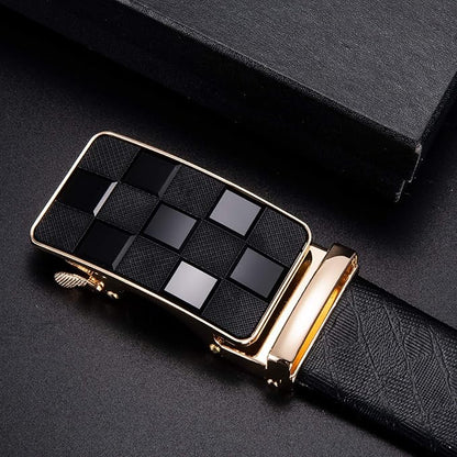 Dubulle Designer Ratchet Belt for Men Leather Fashion Adjustable Automatic Buckle Sliding Removable Dress Casual