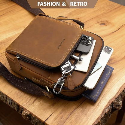 Jack&Chris Leather Messenger Bag for Men, Man Purse Crossbody Bags for Work Business