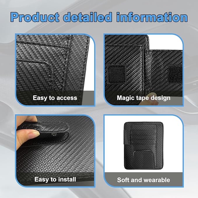Augeny Car Sun Visor Organizer, Auto Visor Organizer and Storage, Registration and Document Holder, Vehicle Accessories for Sunglasses Document Card Pen Driver License (Carbon Fiber Black)