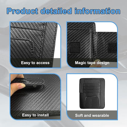 Augeny 2 PCS Car Sun Visor Organizer, Auto Visor Organizer and Storage, Registration and Document Holder, Vehicle Accessories for Sunglasses Document Card Pen Driver License (Carbon Fiber Black)