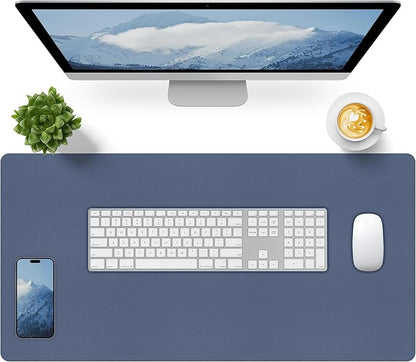 Bloss Grey Blue Desk Mat, Leather Desk Matt for Desktop, Waterproof Large Keyboard Mat, Computer Mat for Office/Home/Decor(31.5 x 15.7 Inches)