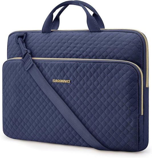 BAGSMART 15.6 Inch Laptop Case Sleeve Compatible with MacBook Pro 16 Inch,15.6 Inch HP,Dell,Acer Aspire,Asus Notebook, Lightweight Laptop Bag for Women with Shoulder Strap,Pocket,Handle, Navy Blue