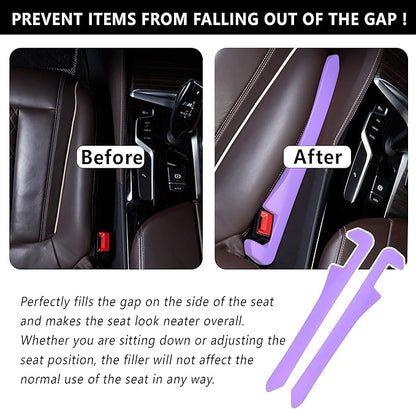 Junecarp Car Seat Gap Filler 2 Pack,Car Gap Filler Organizer to Impede Items from Dropping,Essential Interior Car Accessories Seat Gap Plug (Purple)