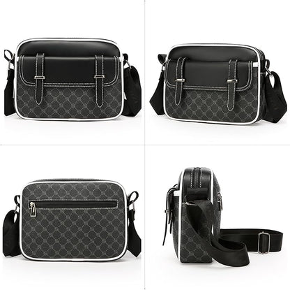 Crossbody Bag for Mens, Pu leather Cross Body Purse, Multi Pocket Shoulder Bag Messenger Bag for Travel Work Daily