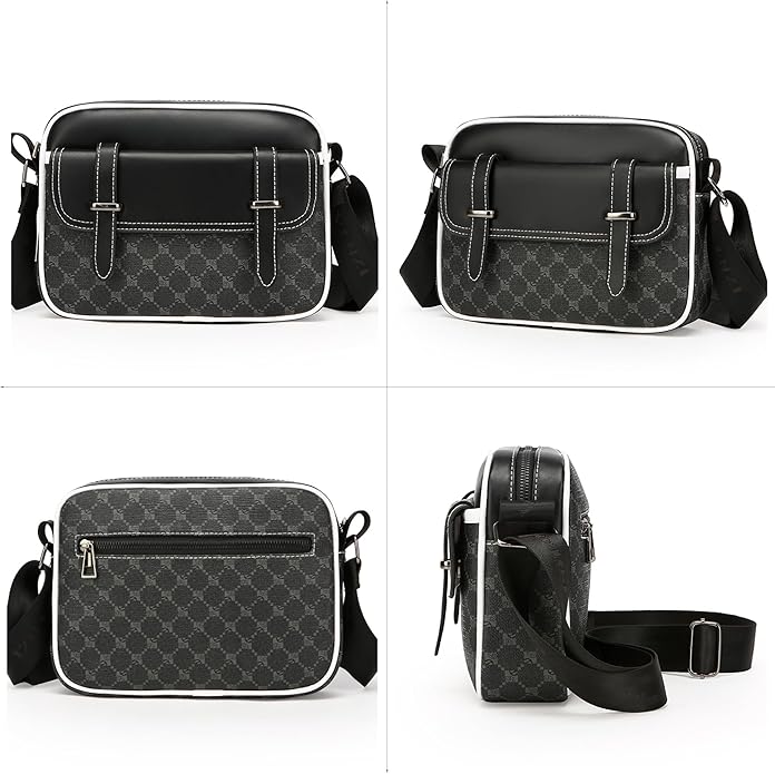 Crossbody Bag for Mens, Pu leather Cross Body Purse, Multi Pocket Shoulder Bag Messenger Bag for Travel Work Daily