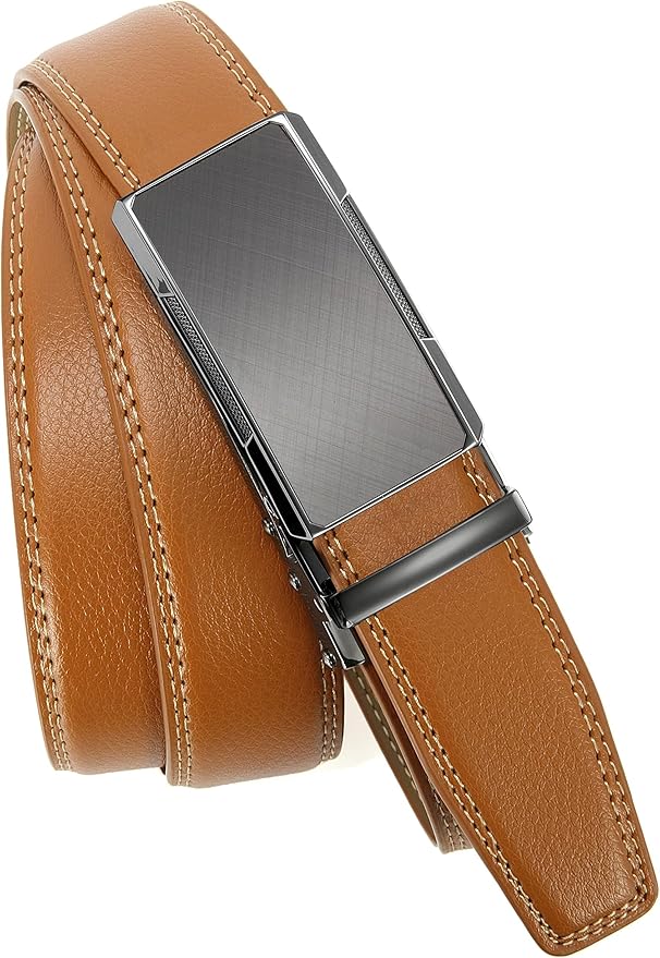 CHAOREN Mens Dress Belt - Mens Ratchet Belt Leather for Dress Pant - Micro Adjustable Belts Fit Everywhere