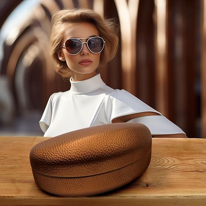 MyEyeglassCase® Large Hard Sunglasses Case | fits Large curved Sunglasses, with microfiber bag and cleaning cloth