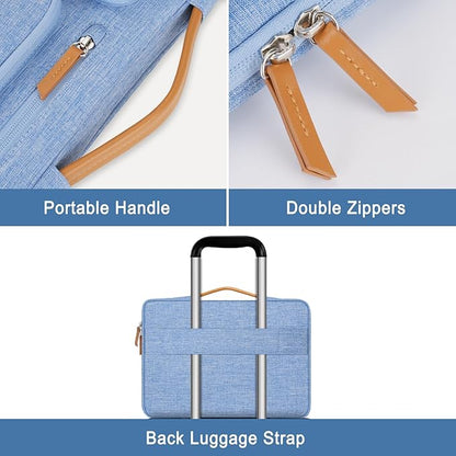 MOSISO 360 Protective Laptop Case 13.3 inch, 13-13.3 inch Laptop Sleeve Compatible with MacBook Air/Pro 13 / Pro 14,HP Dell Acer ASUS,Side Open Carrying Case with 4 Zipper Pockets&Handle, Sky Blue